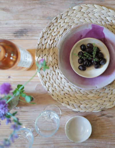 Apéritif avec des produits locaux dans le gîte La Bergamote à Malaucène